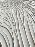 Vertical White Feather Texture Wall Art Minimalist Wabi Sabi