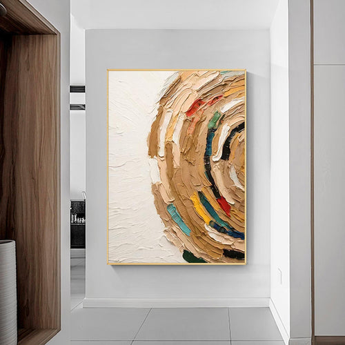 3D Textured Circular Painting Warm Neutrals