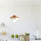 Aria Minimalist Black & White Wood Geometric Pendant Light