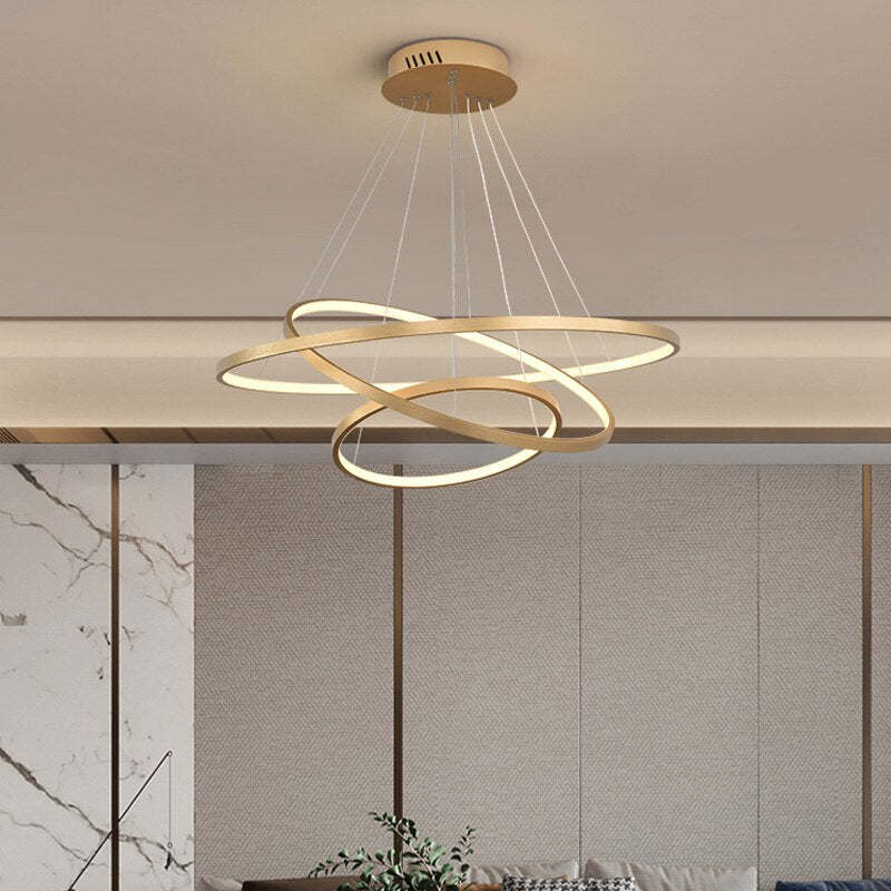 Aluna Pendant Light, Inner Ring Illuminated, White/Black/Gold