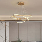 Aluna Pendant Light, Inner Ring Illuminated, White/Black/Gold