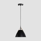 Valentina Modern Frisbee Shaped Metal Pendant Light, Black/White