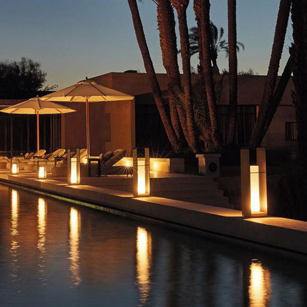 Ray Minimalist Cuboid Candle Solar Outdoor Floor Lamp Black