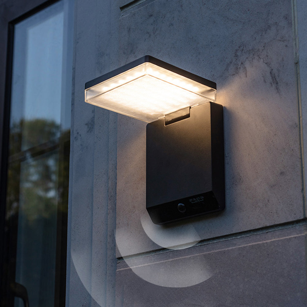 Ray Modern Minimalist Right-Angle Sensor Solar Waterproof Outdoor Wall Lamp, Black