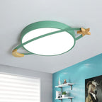 Arisha Modern Round Flush Mount Ceiling Light, Grey/White/Green
