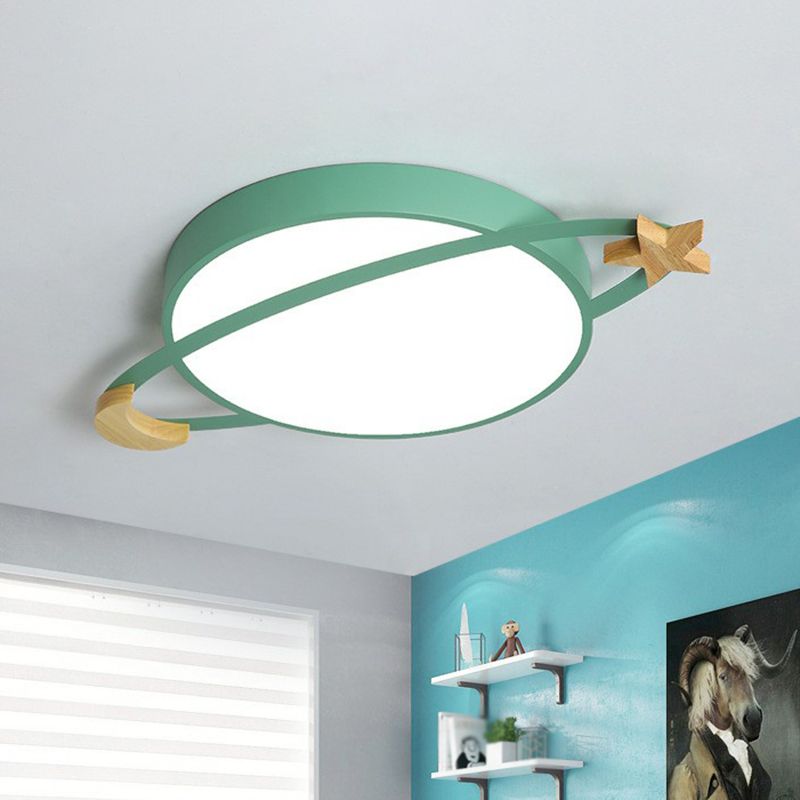 Arisha Modern Round Flush Mount Ceiling Light, Grey/White/Green