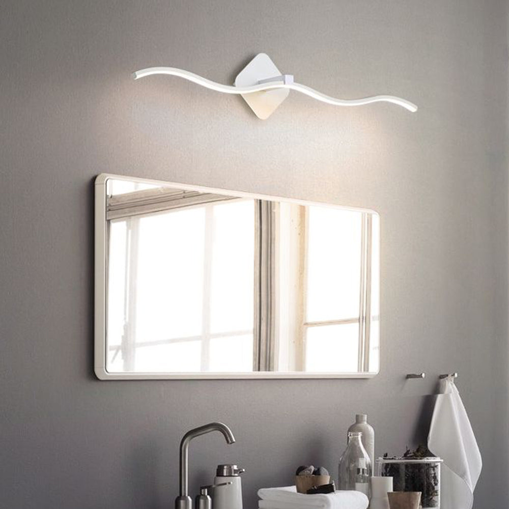 Arisha Minimalist Wave Linear Metal Wall Lamp, Black/White