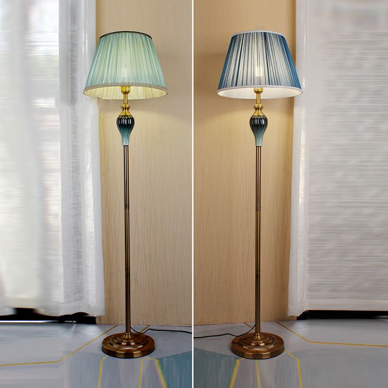 Eryn Antique Floor Lamp, Multi Colors, Metal/Fabric, Bedroom