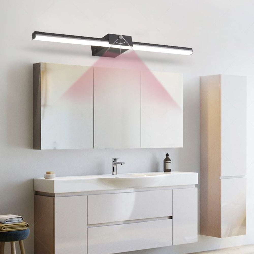 Arisha Minimalist Linear Metal Wall Lamp, Black/White, Bathroom