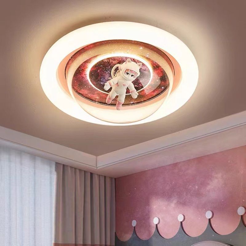 Aria Cosmic Astronaut & Galaxy Motif Flush Mount Ceiling Light
