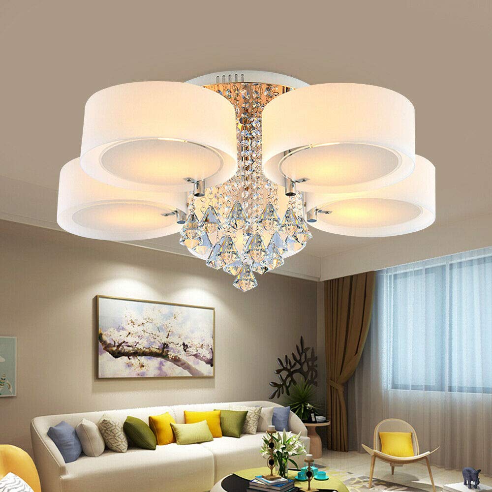 Arisha  Flush Mount Ceiling Light   Glass  White Modern Round Hallway