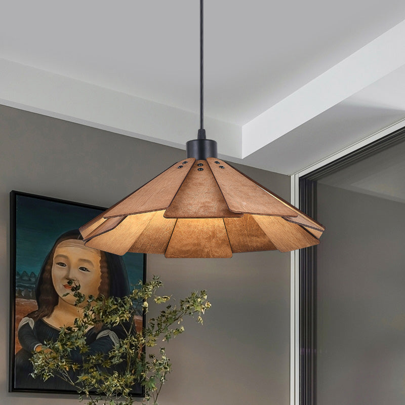 Arisha Retro Pendant Light, Metal & Wood