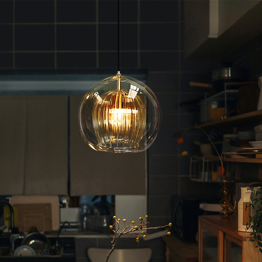 June Pendant Light Bulle Nordic Glass Transparent/Gold Living Room/Bedroom - Kingsley Beaumont