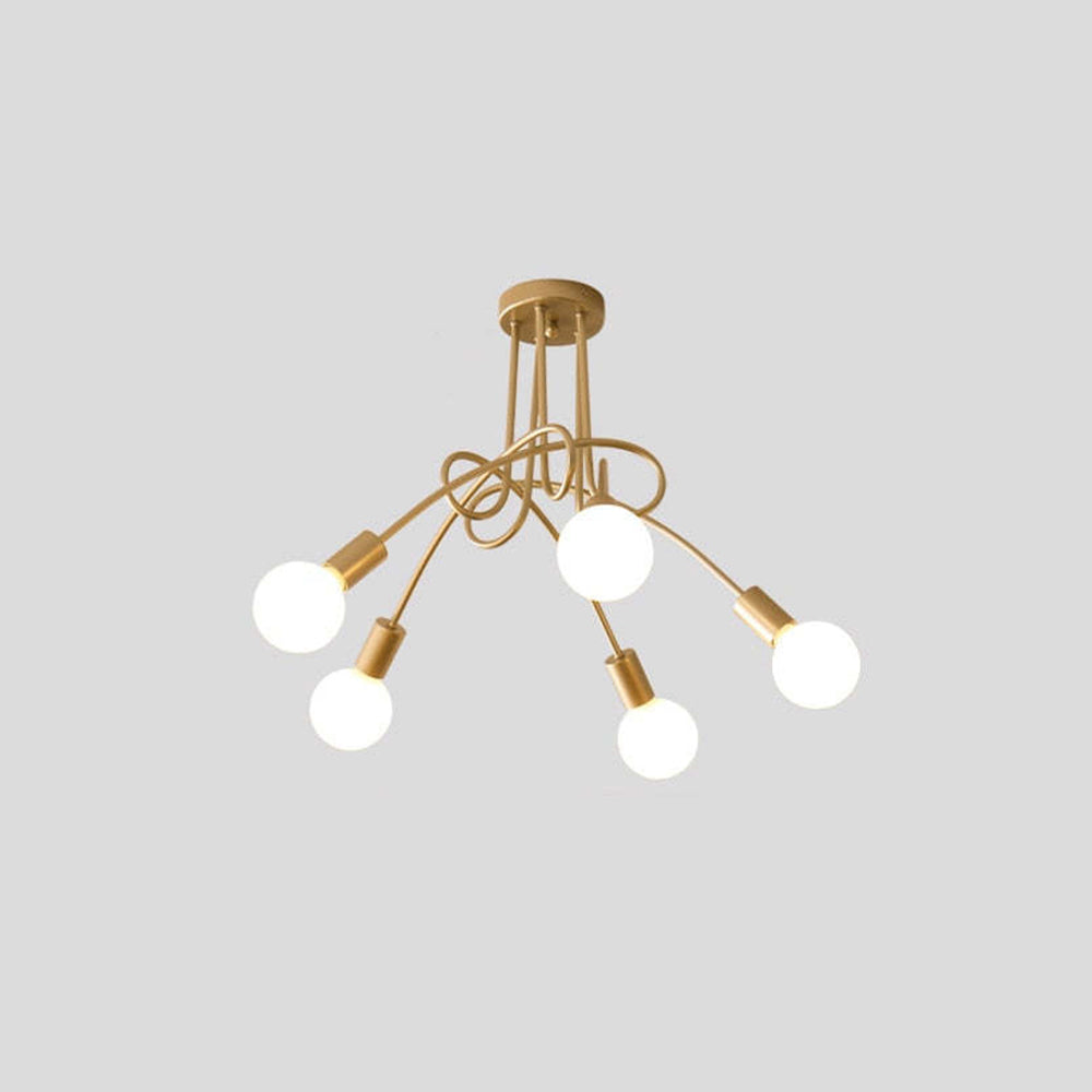 Arisha Modern Linear Curve Metal Ceiling Light, Dining Room/Living Room