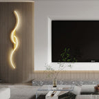 Lumor Modern Linear Wave Bedroom Wall Lamp, Black/Gold