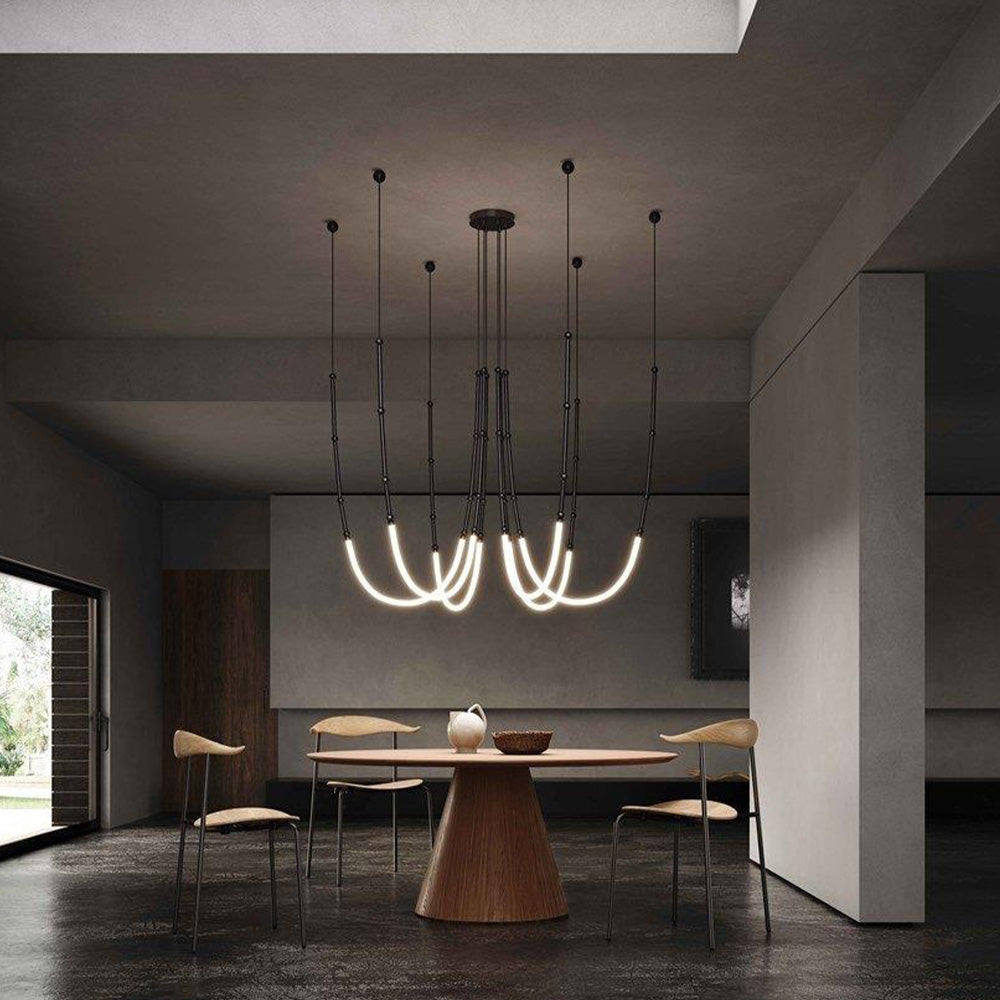 Arisha Modern Linear Metal/Silicone Pendant Light, Black