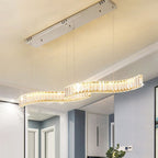Kristy Luxury Wave Crystal/Metal Pendant Light, Silver/Gold