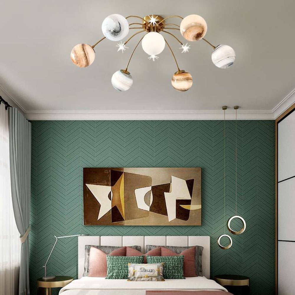 Aria Modern Planet Flush Mount Ceiling Light, Living Room