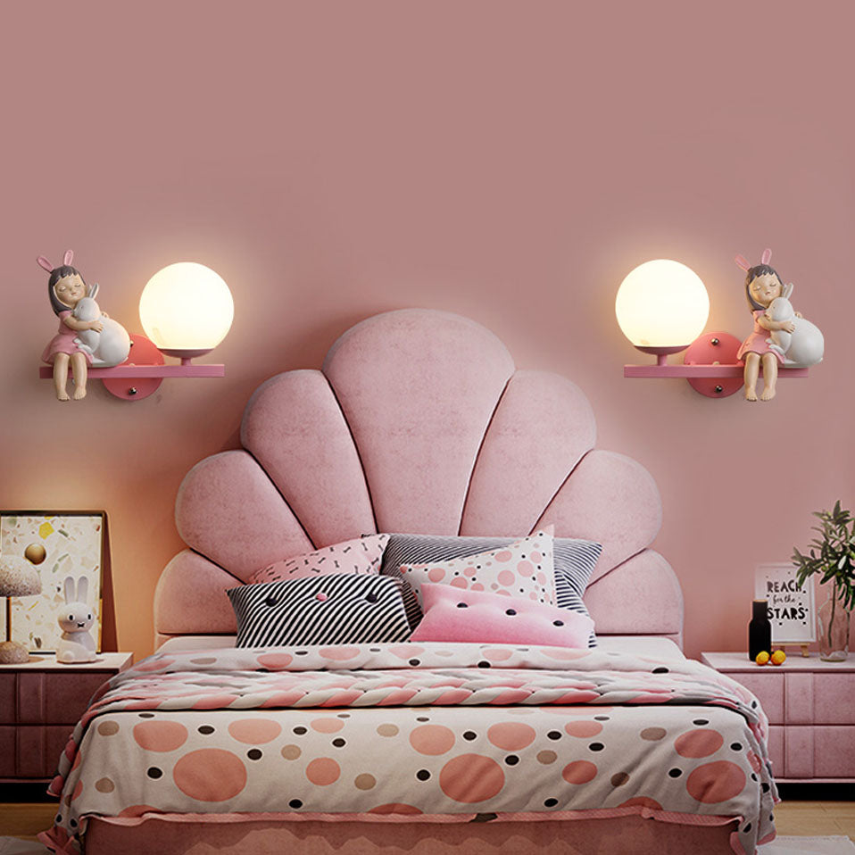 Aria Modern Metal/Glass Wall lamp, White & Pink