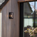 Ray Modern Rectangular Metal Outdoor Wall Lamp, Black