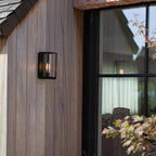 Ray Modern Rectangular Metal Outdoor Wall Lamp, Black