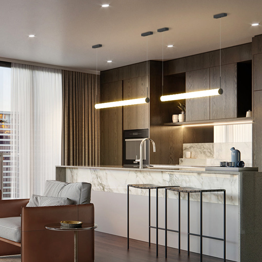 Ray Modern Cylinder White Pendant Light, Metal/