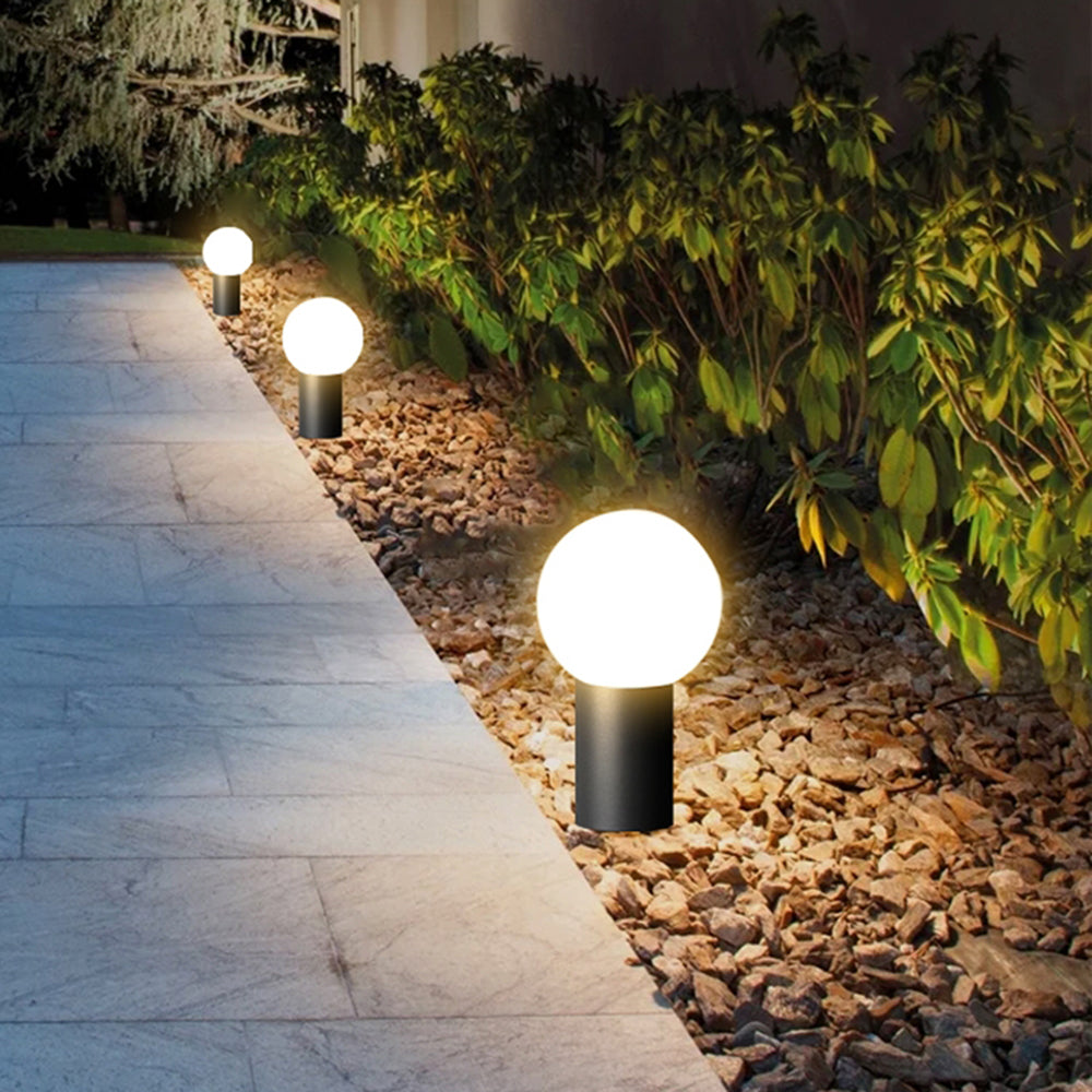 Ray Modern Metal Circular Lamp holder Outdoor Path Light, Black