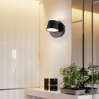 Arisha Modern Cylindrical Metal Mirror Front Wall Lamp, Black