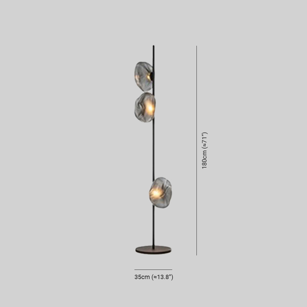 Byers Luxury Flower Metal/Glass Floor Lamp, Black/Gold/Grey