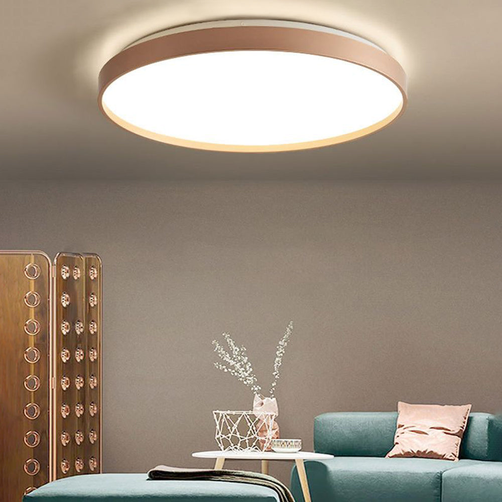 Arisha Minimalist Round Metal/ Flush Mount Ceiling Light, White/Coffee/Grey/Gold