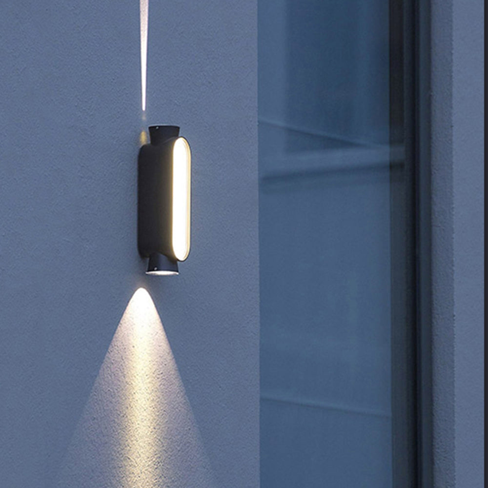 Ray Minimalist Up/Down Outdoor Wall Lamp, Black/White