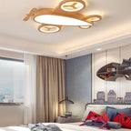 Arisha Modern Art Deco Airplane Flush Mount Ceiling Light, Wood/Dark Wood