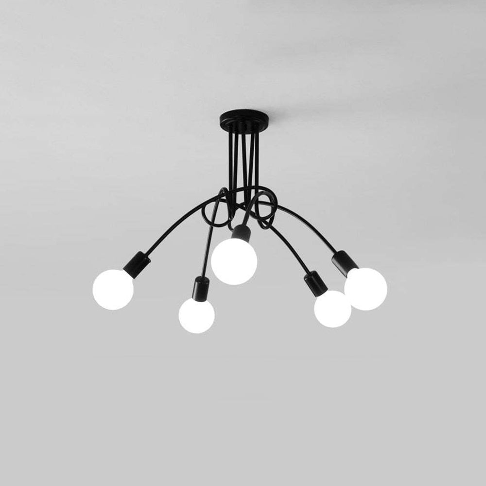 Arisha Modern Linear Curve Metal Ceiling Light, Dining Room/Living Room