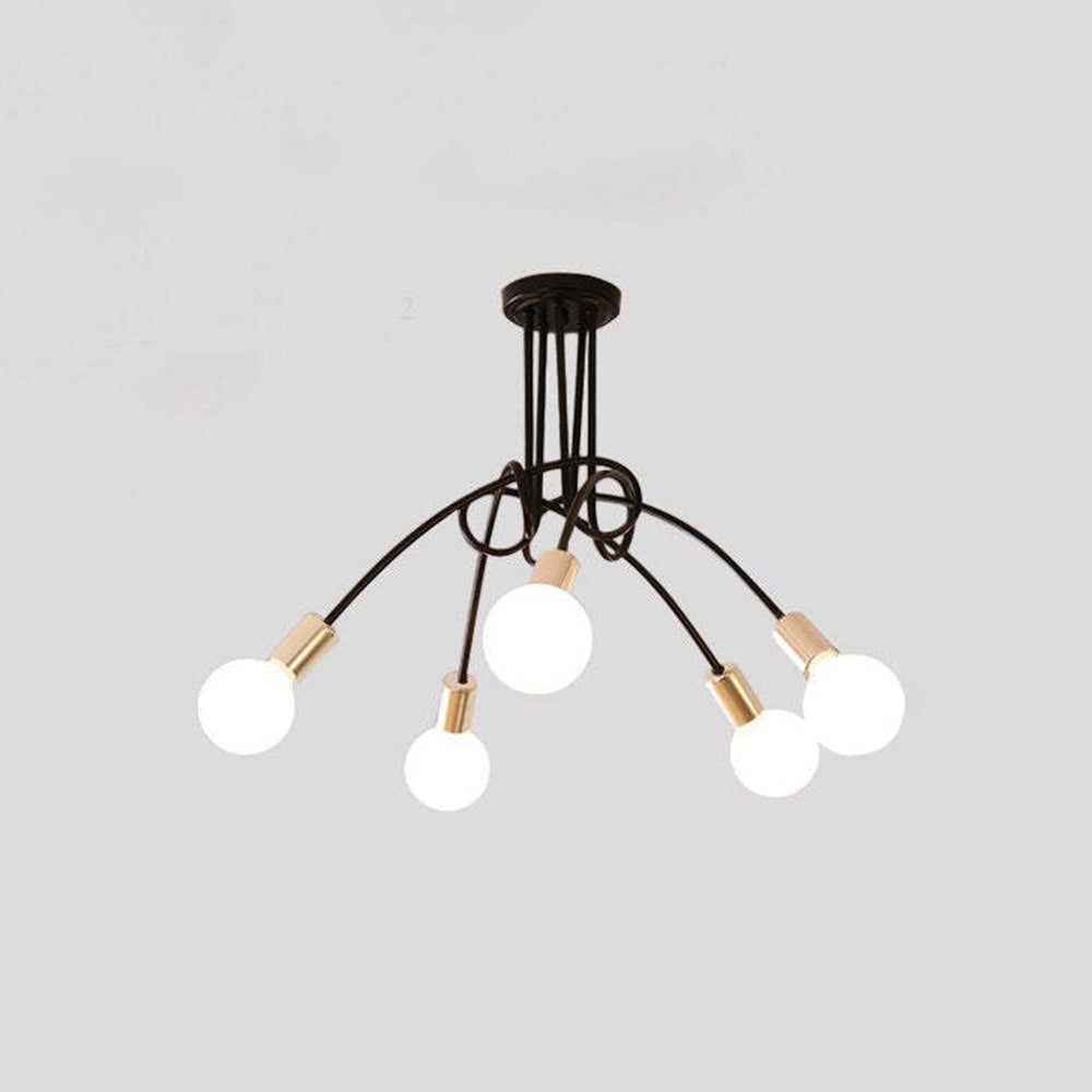 Arisha Modern Linear Curve Metal Ceiling Light, Dining Room/Living Room