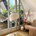 Renée Minimalist Tripod Lantern Paper Floor Lamp, White