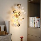 Olivia Decorative Flower in Golden White Ceramic Wall Lamp
