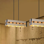 Silva Retro Rectangular Metal & Wood Pendant Light, 5 Heads, 2 Style