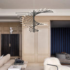 Arisha Modern Chandelier Rotating Fireworks, Black/Gold, Living Room/Art Gallery