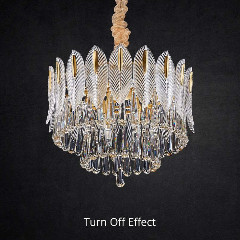 Arisha Luxury Feather Crystal Chandelier, Living Room