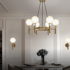 Kristy Design Ball Glass/Metal Pendant Light Gold White