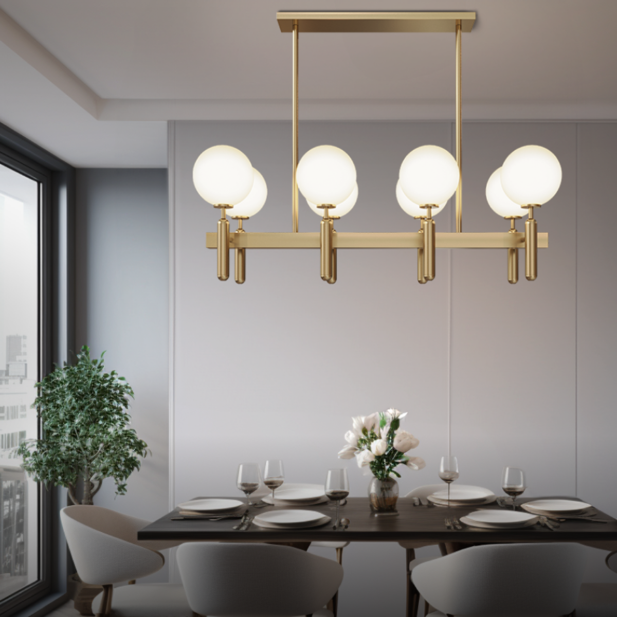 Kristy Design Ball Glass/Metal Pendant Light Gold White