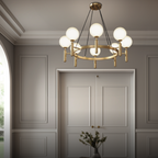Kristy Design Ball Glass/Metal Pendant Light Gold White
