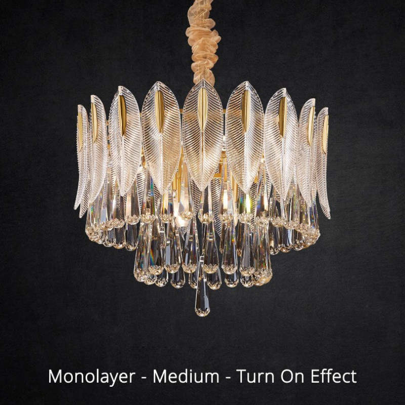Arisha Luxury Feather Crystal Chandelier, Living Room