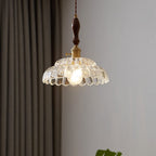 Valentina Modern LED Pendant Light Wooden Handle Metal Glass Bedroom