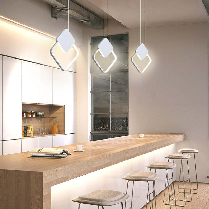 Doria Modern LED Pendant Light Black/White Metal Living Room