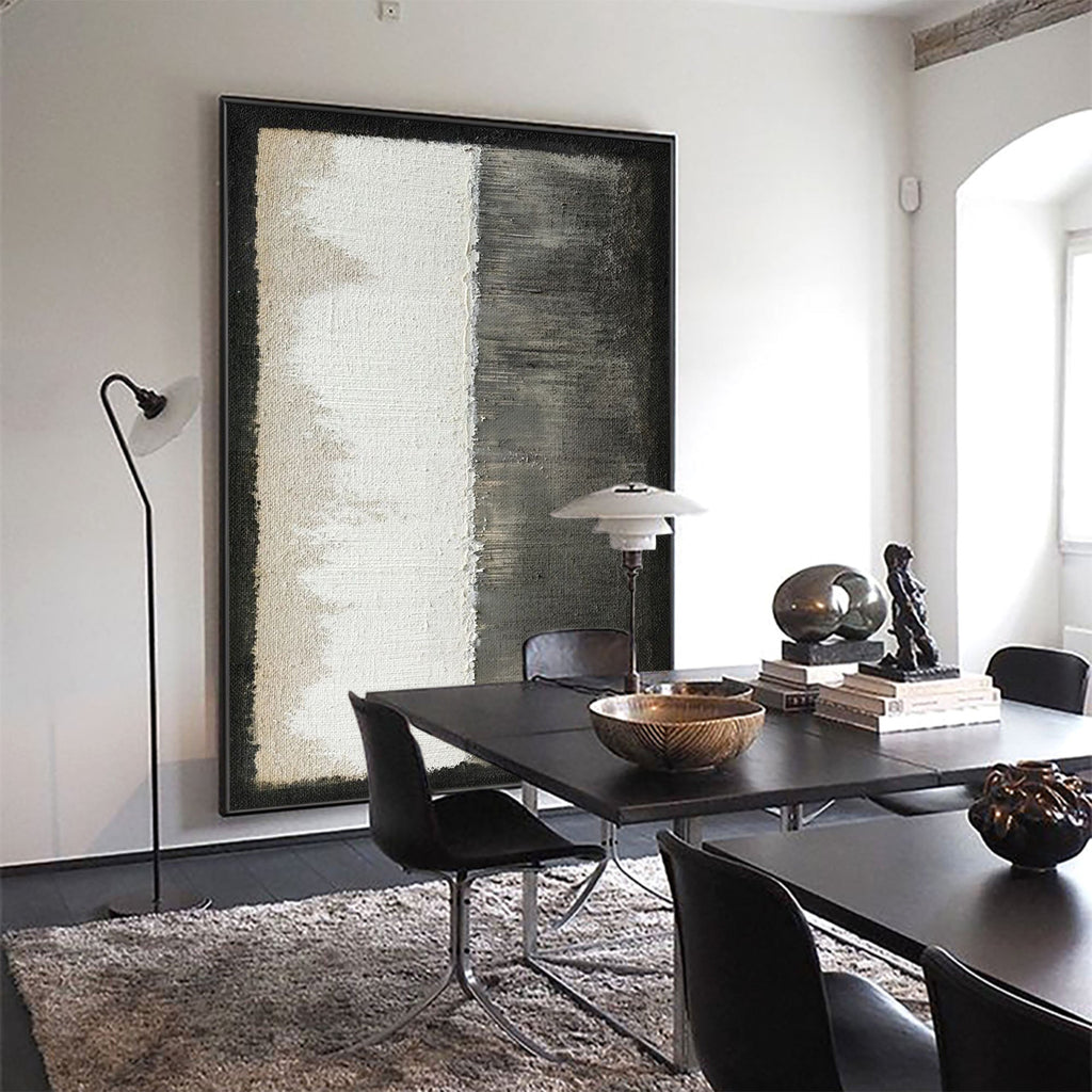 Monochrome Split Panel Abstract Painting