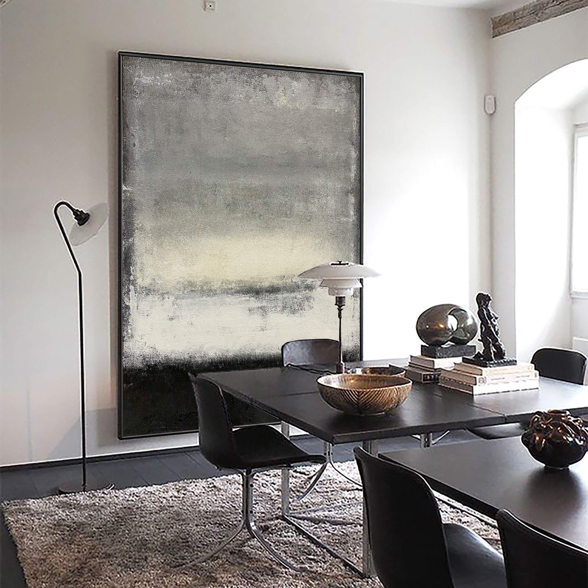 Monochrome Horizon Abstract Oil Painting