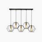 Arisha Rustic Farmhouse Geometry  3/5 Light Pendant Light, Black
