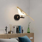 Arisha Minimalist Magpie Bird Metal Wall Lamp, Bedroom