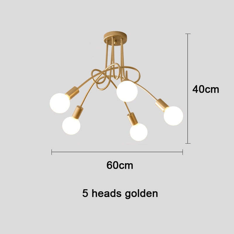 Arisha Modern Linear Curve Metal Ceiling Light, Dining Room/Living Room